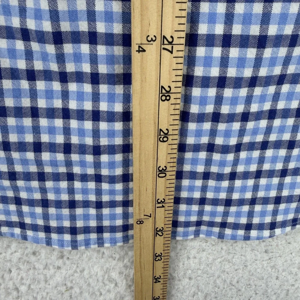 Ralph Lauren Shirt Mens 2XL Blue Check Slim Fit Stretch Oxford Button Down Pony